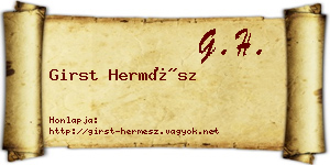 Girst Hermész névjegykártya
